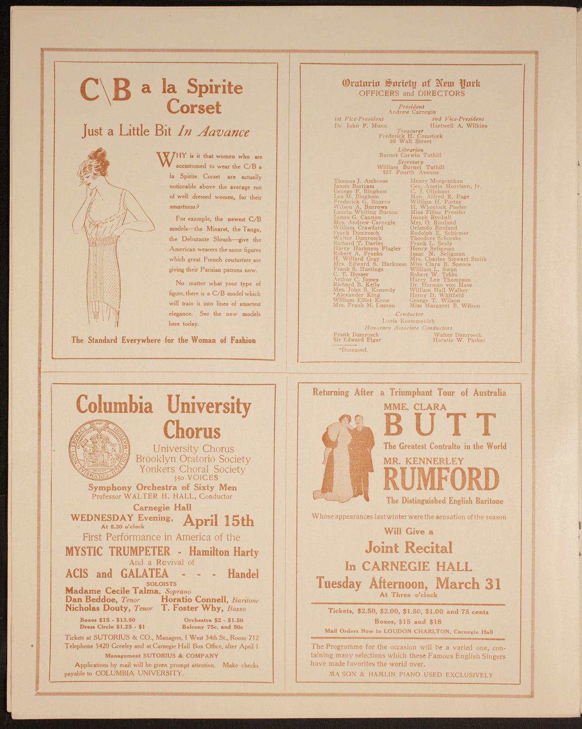 Ignacy Jan Paderewski, Piano, Frances Alda, Soprano, and Ernestine Schumann-Heink, Contralto, March 28, 1914, program page 8