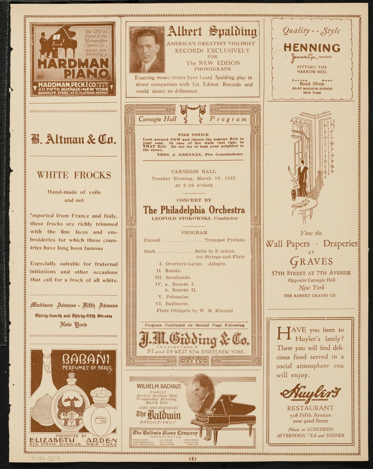 Philadelphia Orchestra, March 10, 1925, program page 5