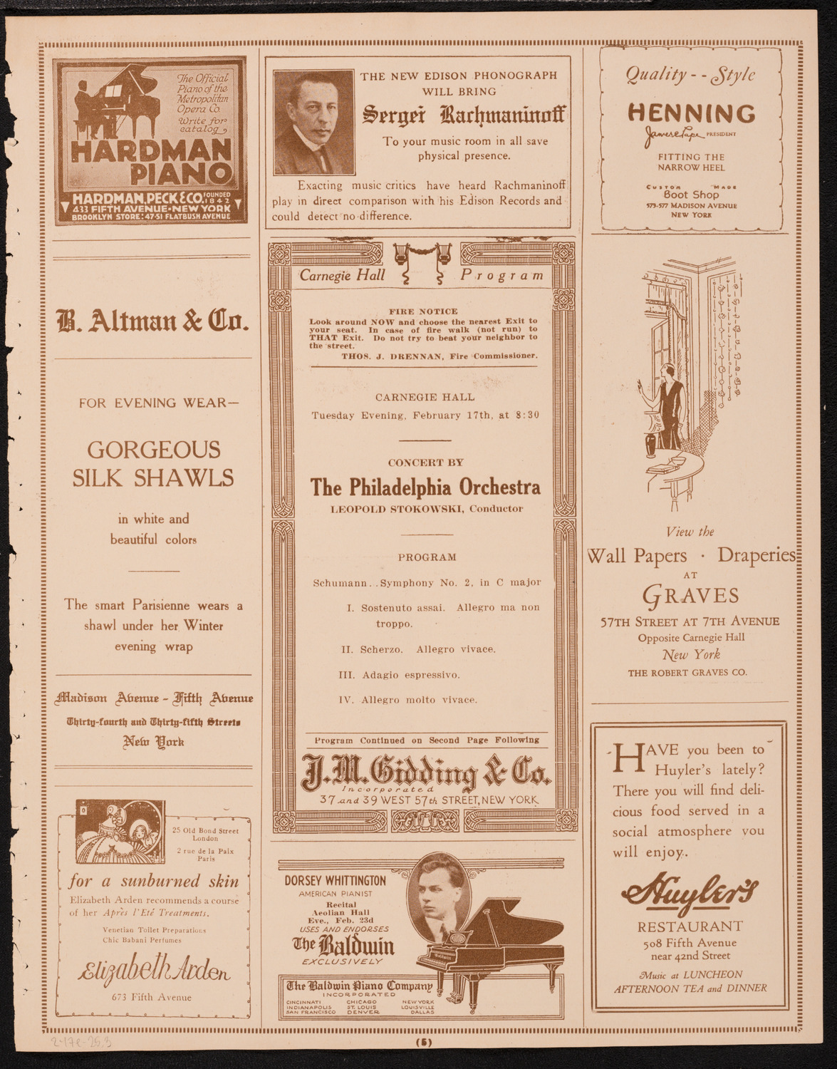 Philadelphia Orchestra, February 17, 1925, program page 5