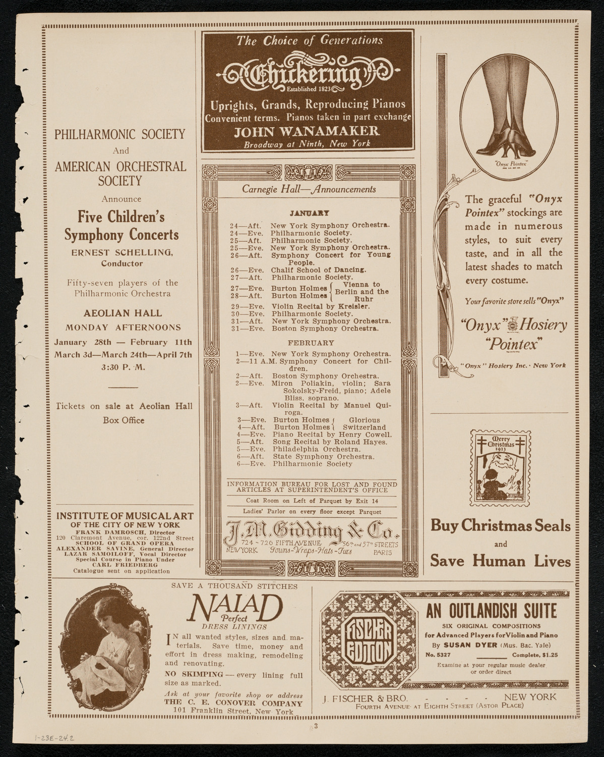 State Symphony Orchestra of New York, January 23, 1924, program page 3