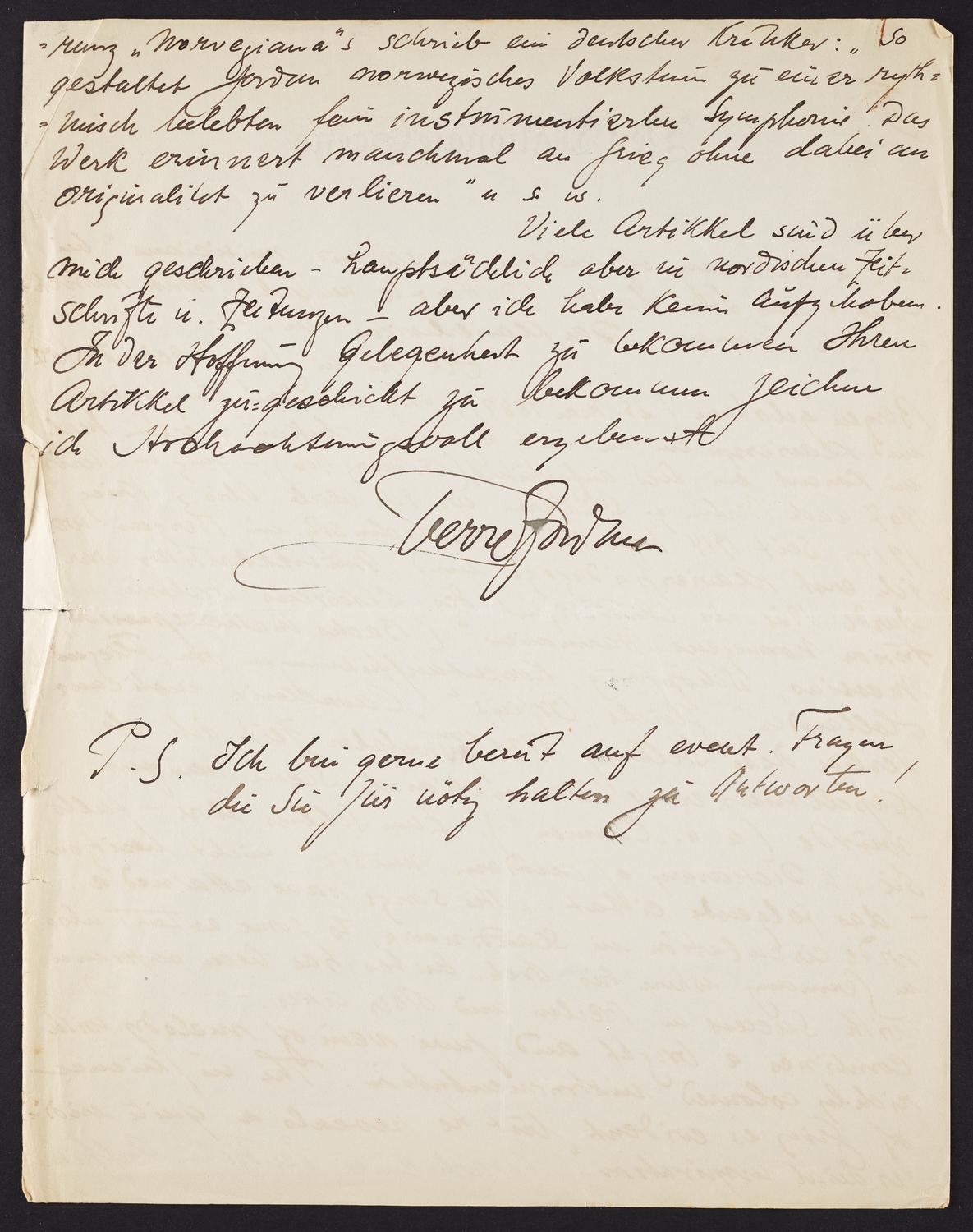 Correspondence from Sverre Jordan to David Ewen, page 4 of 4