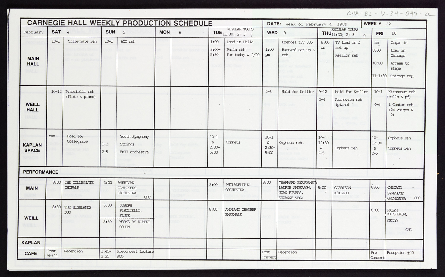 Carnegie Hall Booking Ledger, volume 34, page 49a