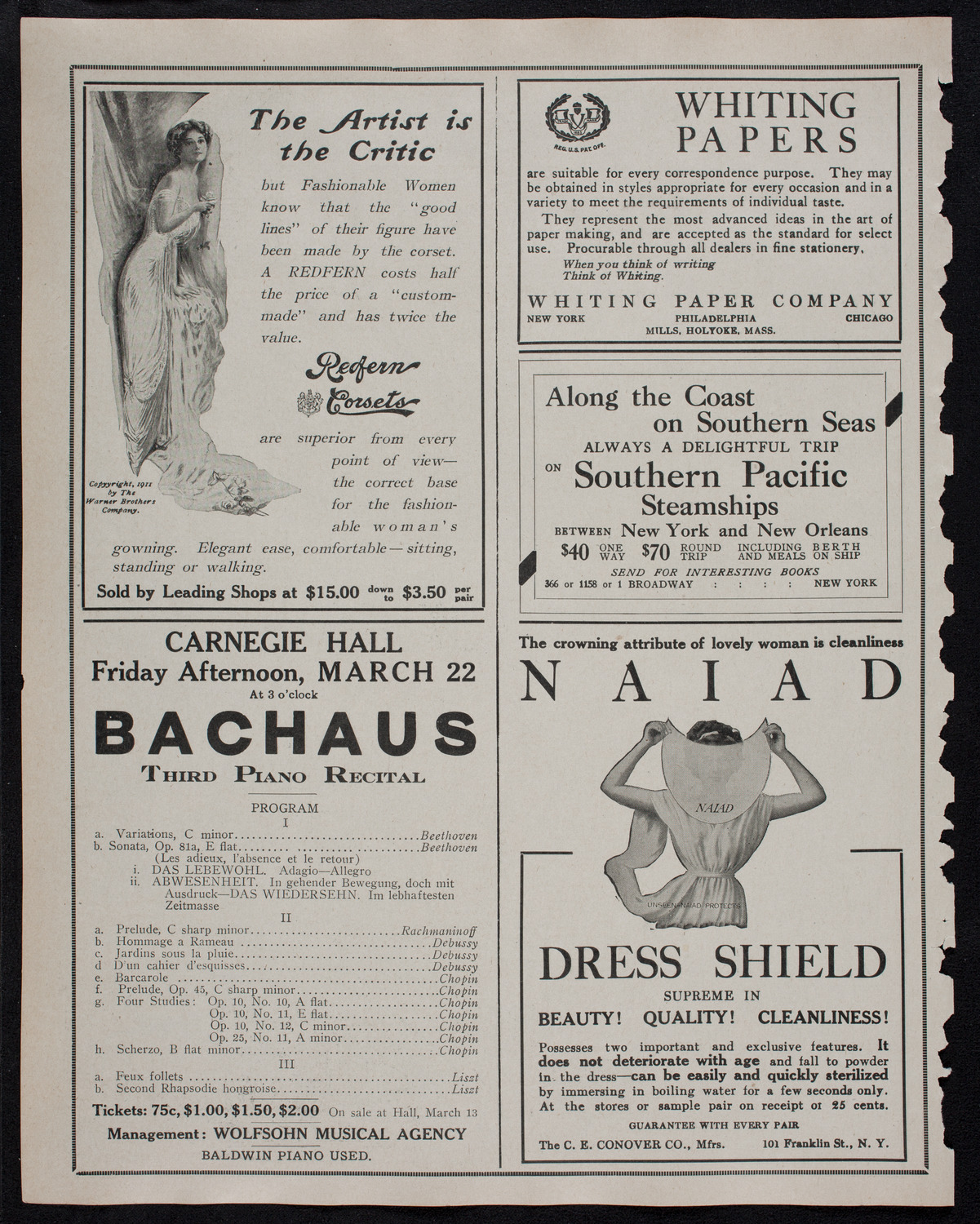 New York Philharmonic, March 7, 1912, program page 2