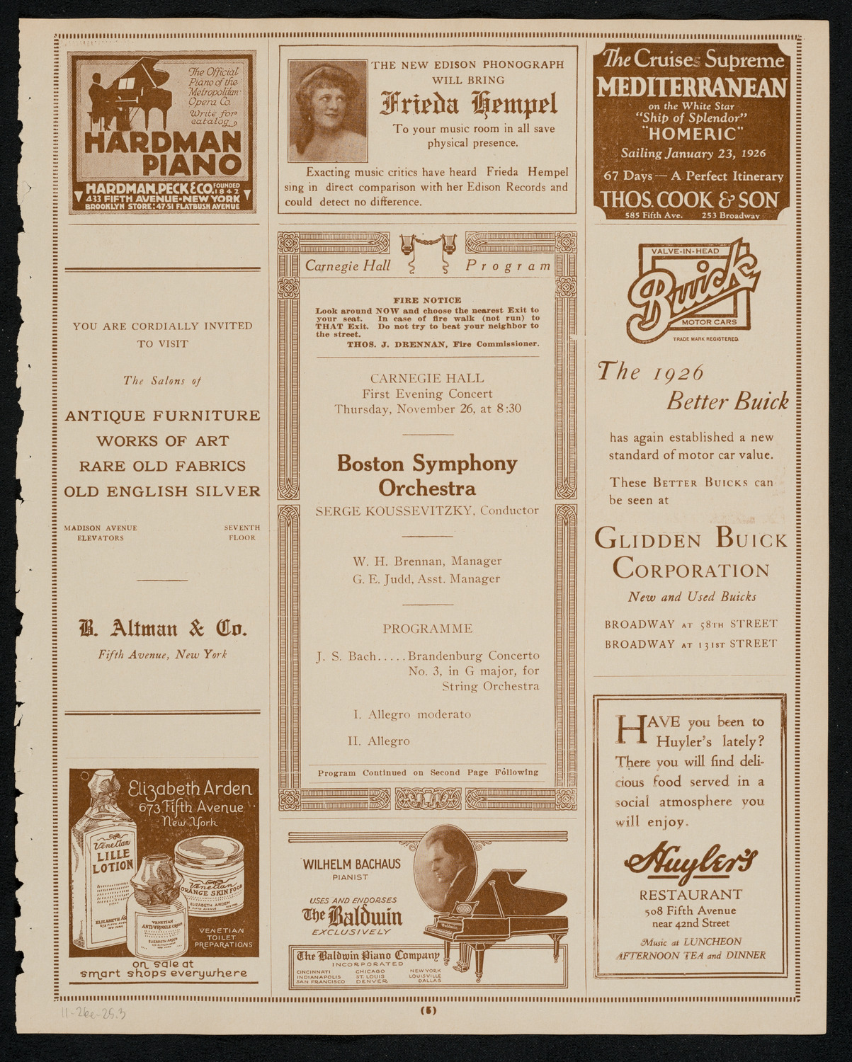 Boston Symphony Orchestra, November 26, 1925, program page 5