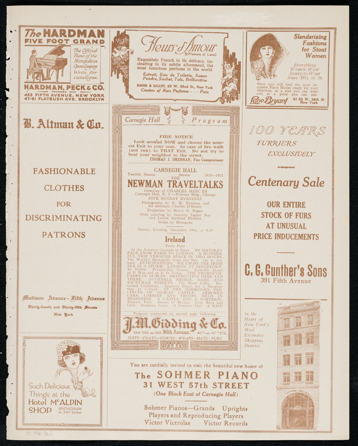 Newman Traveltalks: Ireland, December 19, 1920, program page 3