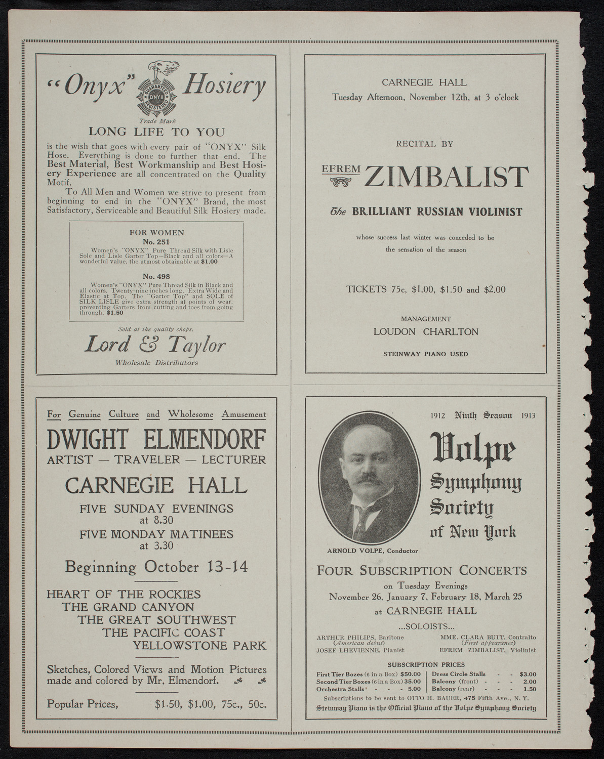 Elmendorf Lecture: The Heart of the Rocky Mountains, October 13, 1912, program page 8