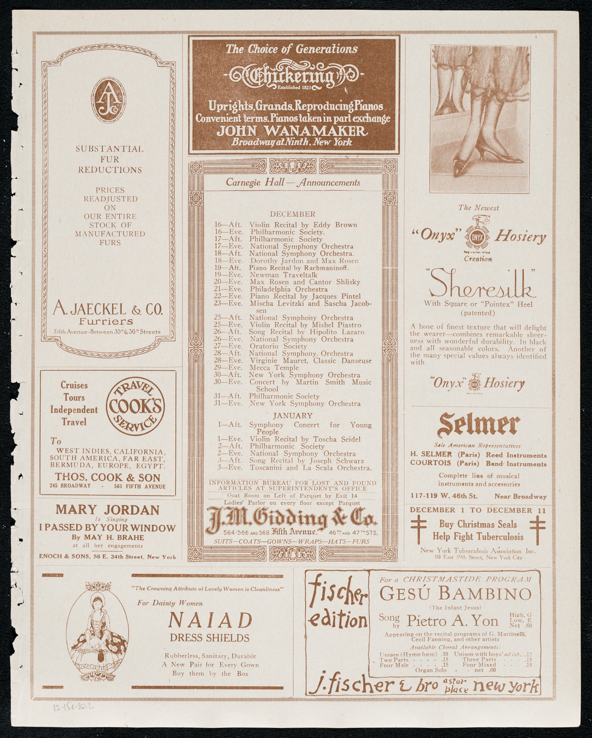 Mischa Levitzki, Piano, December 15, 1920, program page 3