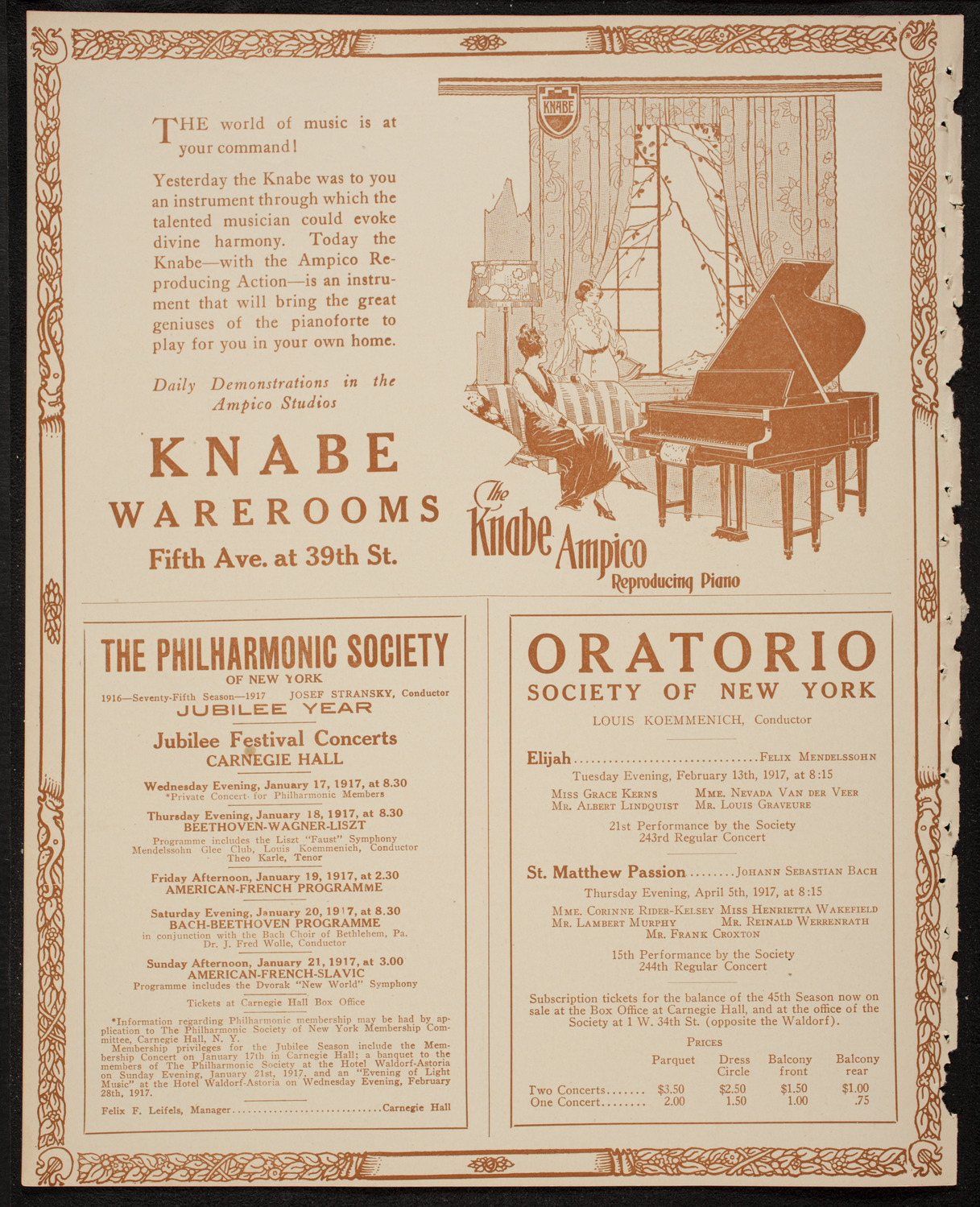 New York Philharmonic, January 18, 1917, program page 12