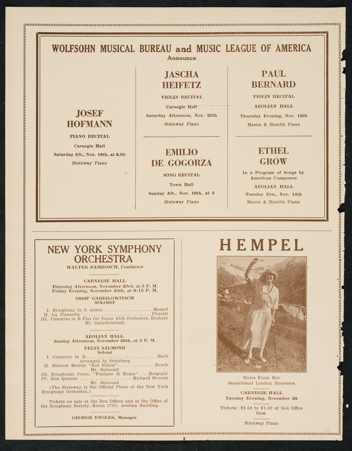 Isadora Duncan, Dancer, with Russian Symphony Orchestra, November 15, 1922, program page 8