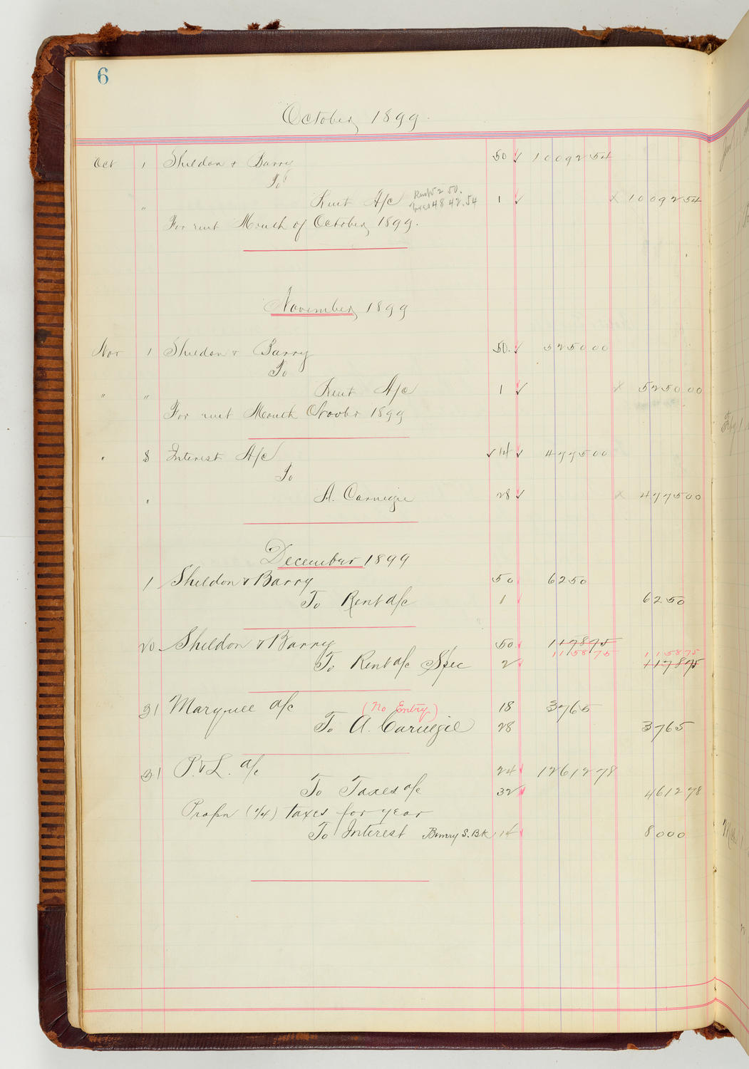 Music Hall Accounting Ledger Journal, volume 7, page 6