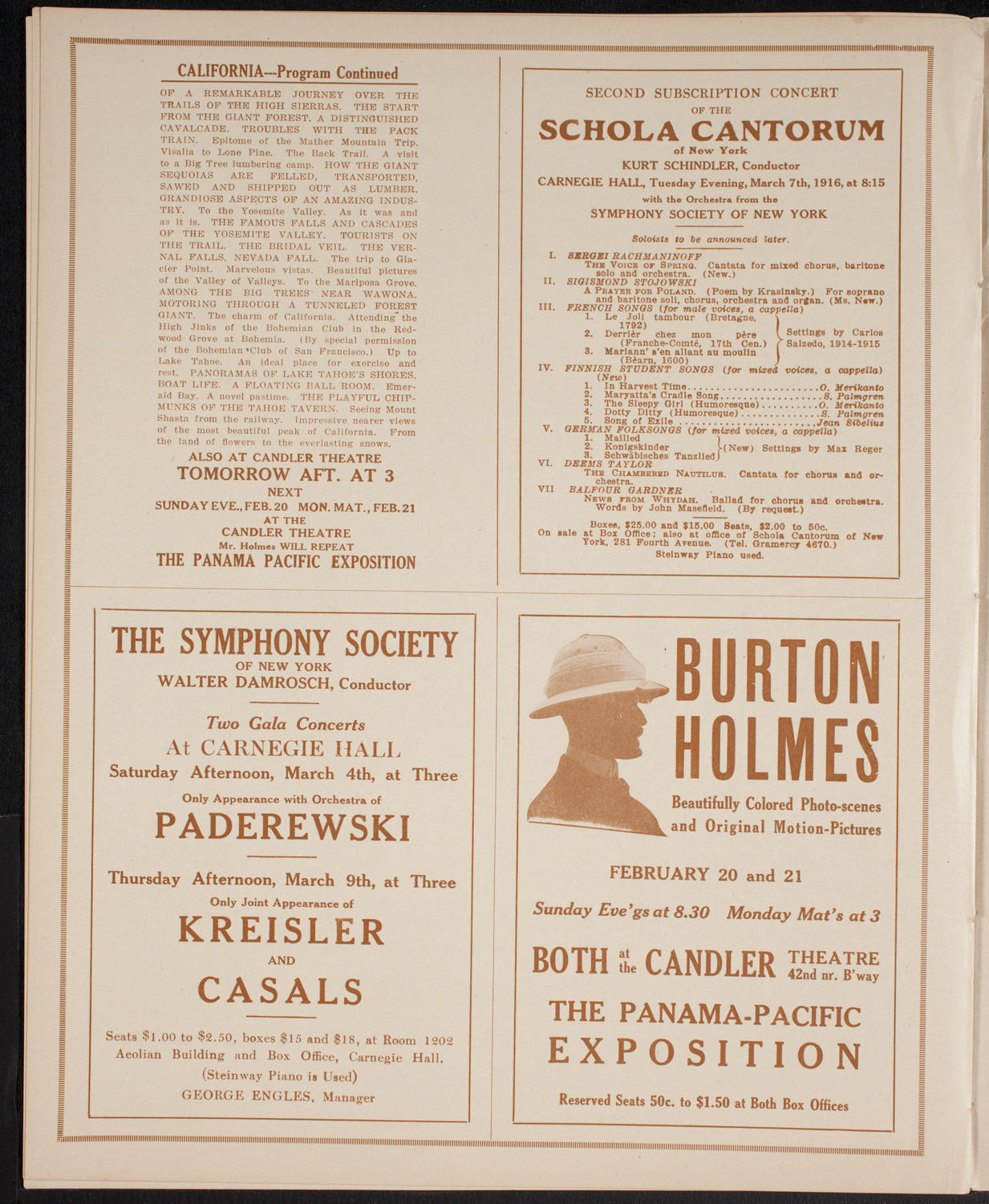 Burton Holmes Travelogue: California, February 13, 1916, program page 8