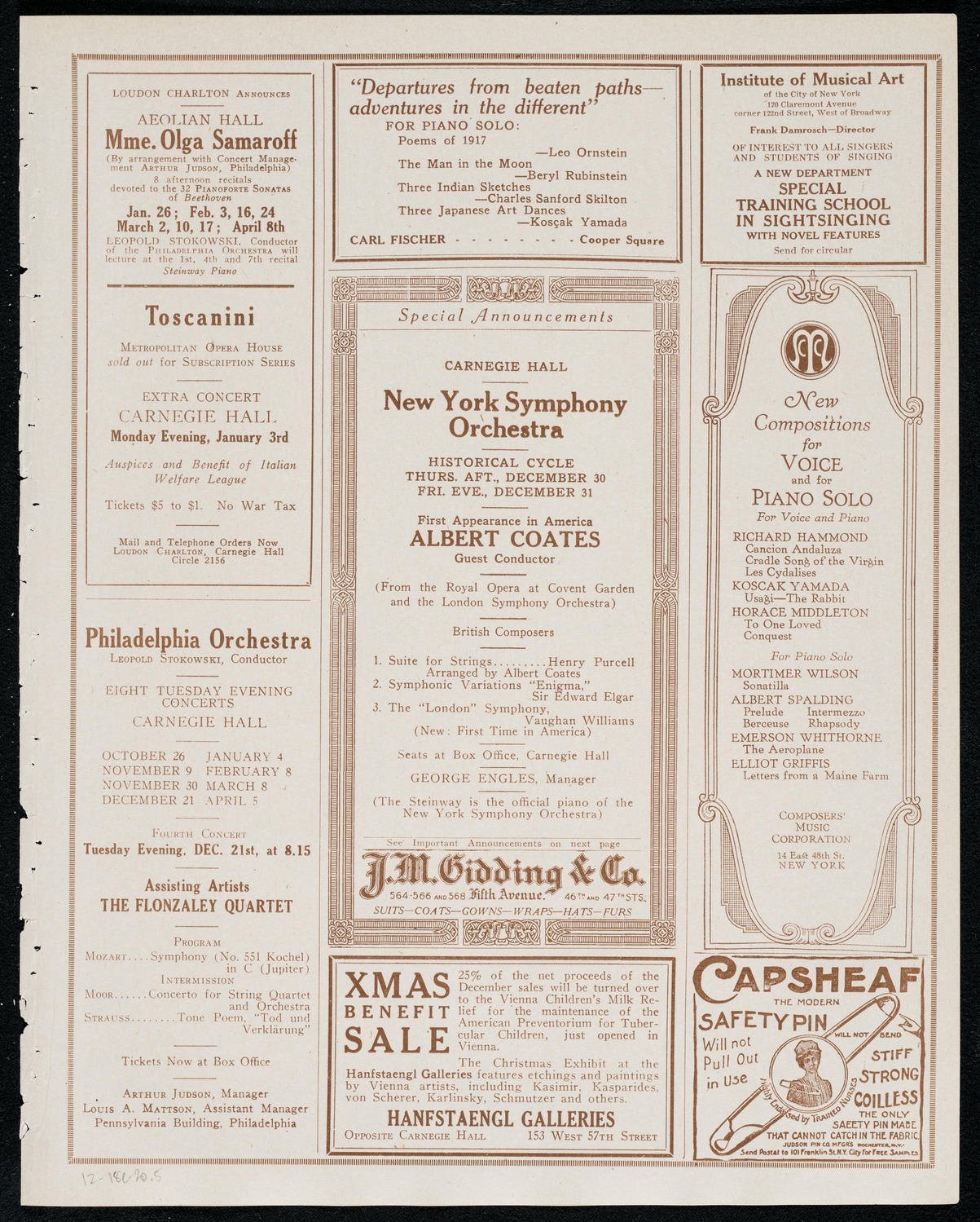 Benefit: Beth Abraham Home for Incurables, December 18, 1920, program page 9