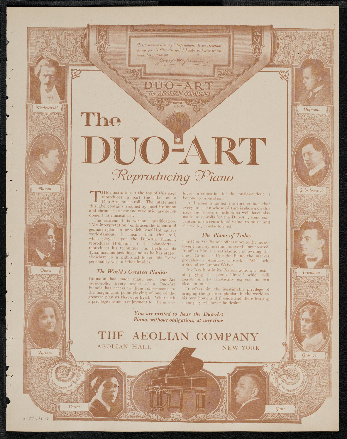 National Symphony Orchestra, February 27, 1921, program page 11