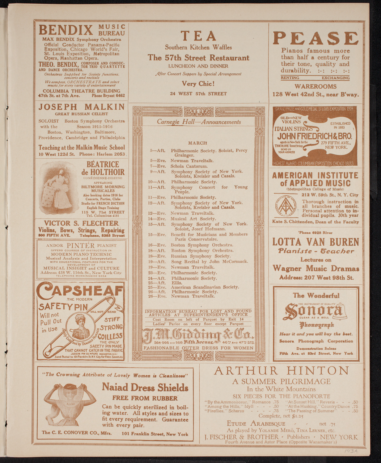 Intercollegiate Glee Club Contest, March 4, 1916, program page 3