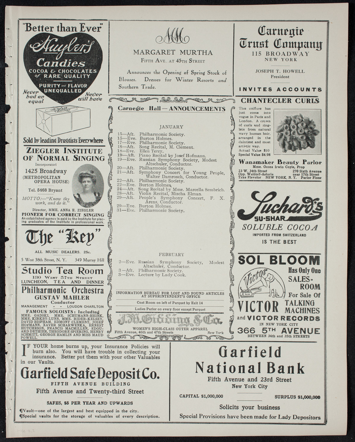 New York Symphony Orchestra: Benefit for the Council of Jewish Women, New York Section, January 14, 1911, program page 3