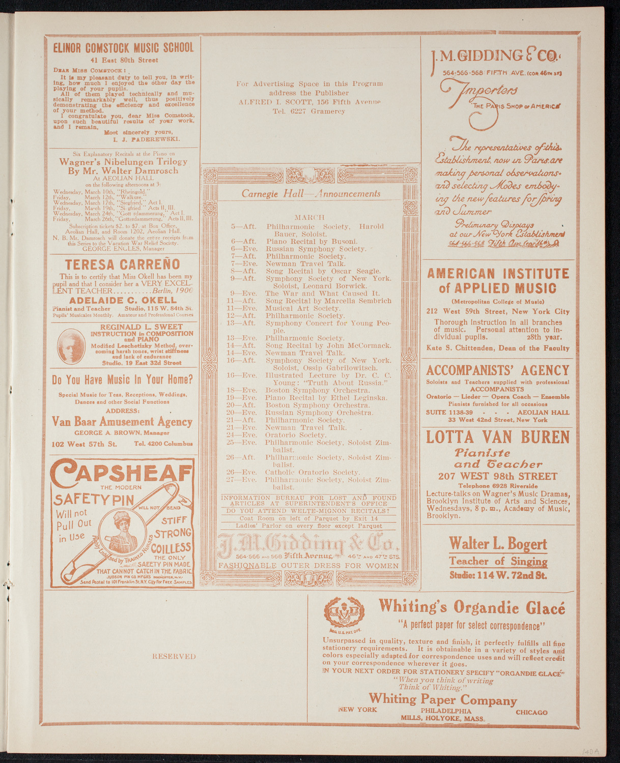 New York Philharmonic, March 4, 1915, program page 3