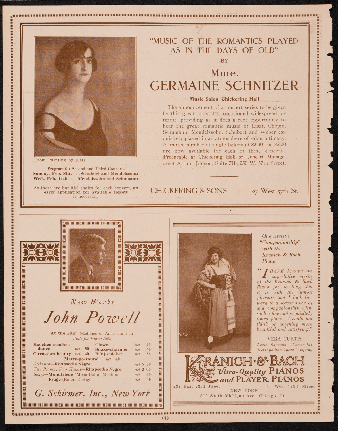 Fritz Kreisler, Violin, February 8, 1925, program page 6