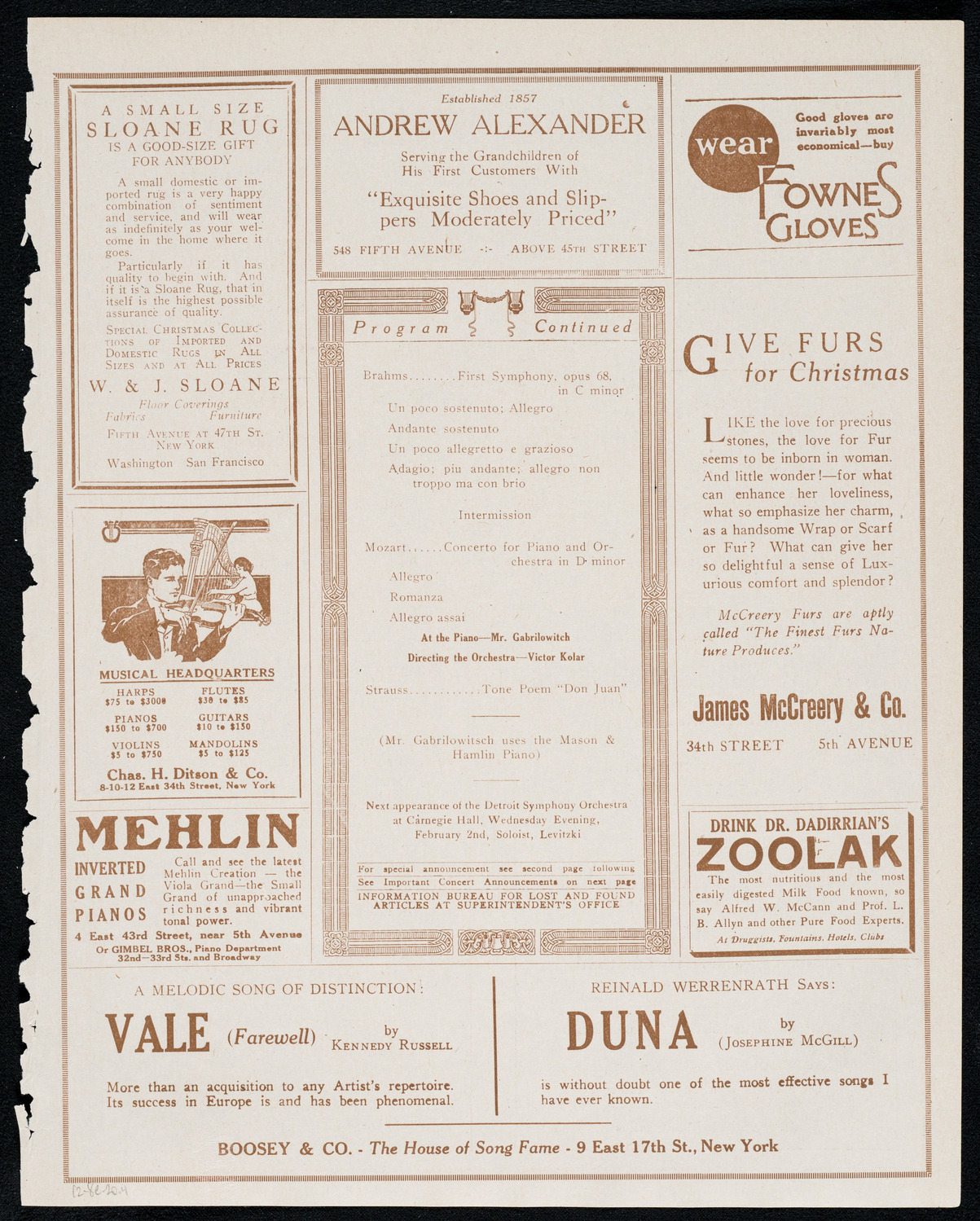 Detroit Symphony Orchestra, December 8, 1920, program page 7