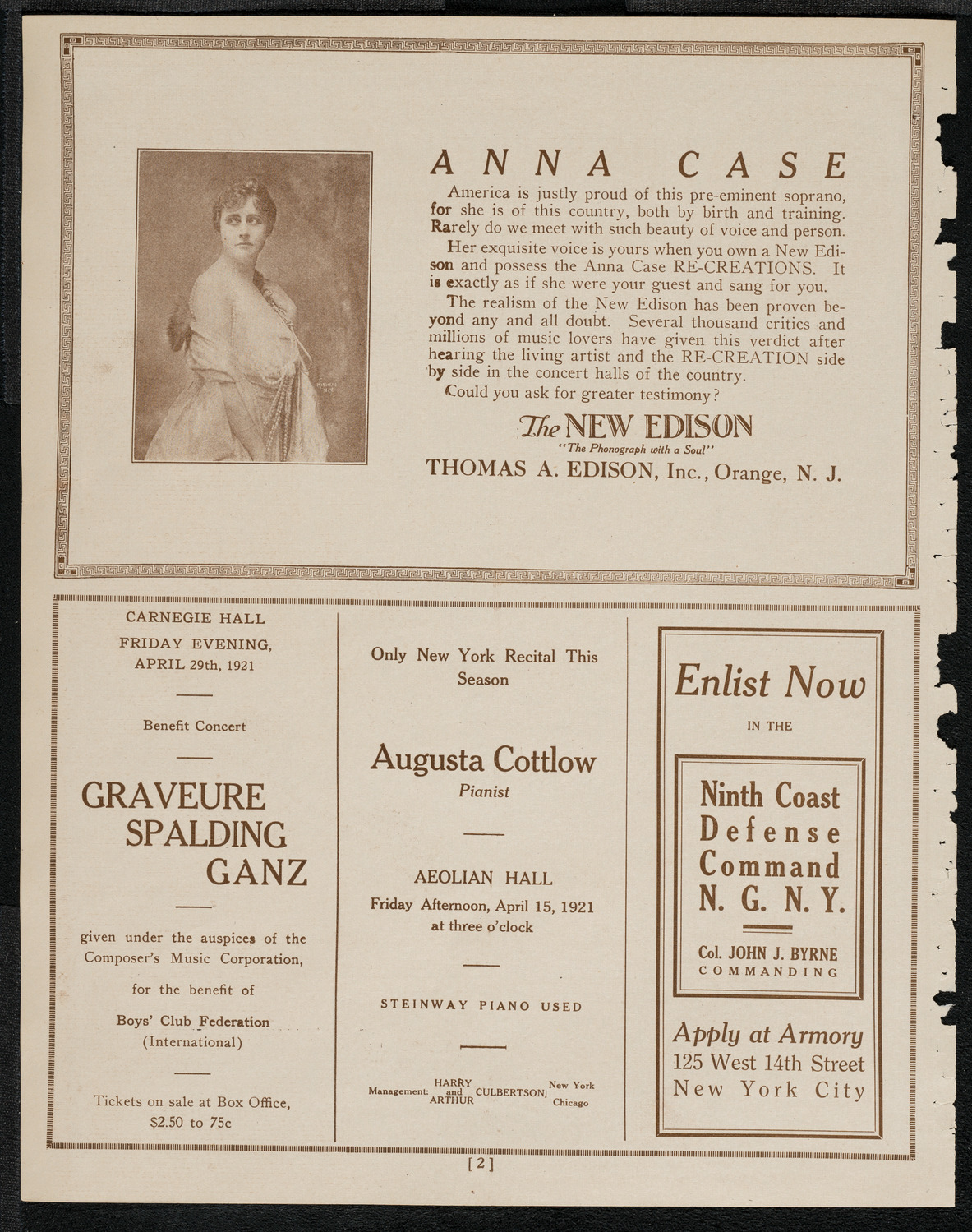 New York Banks' Glee Club, April 12, 1921, program page 2