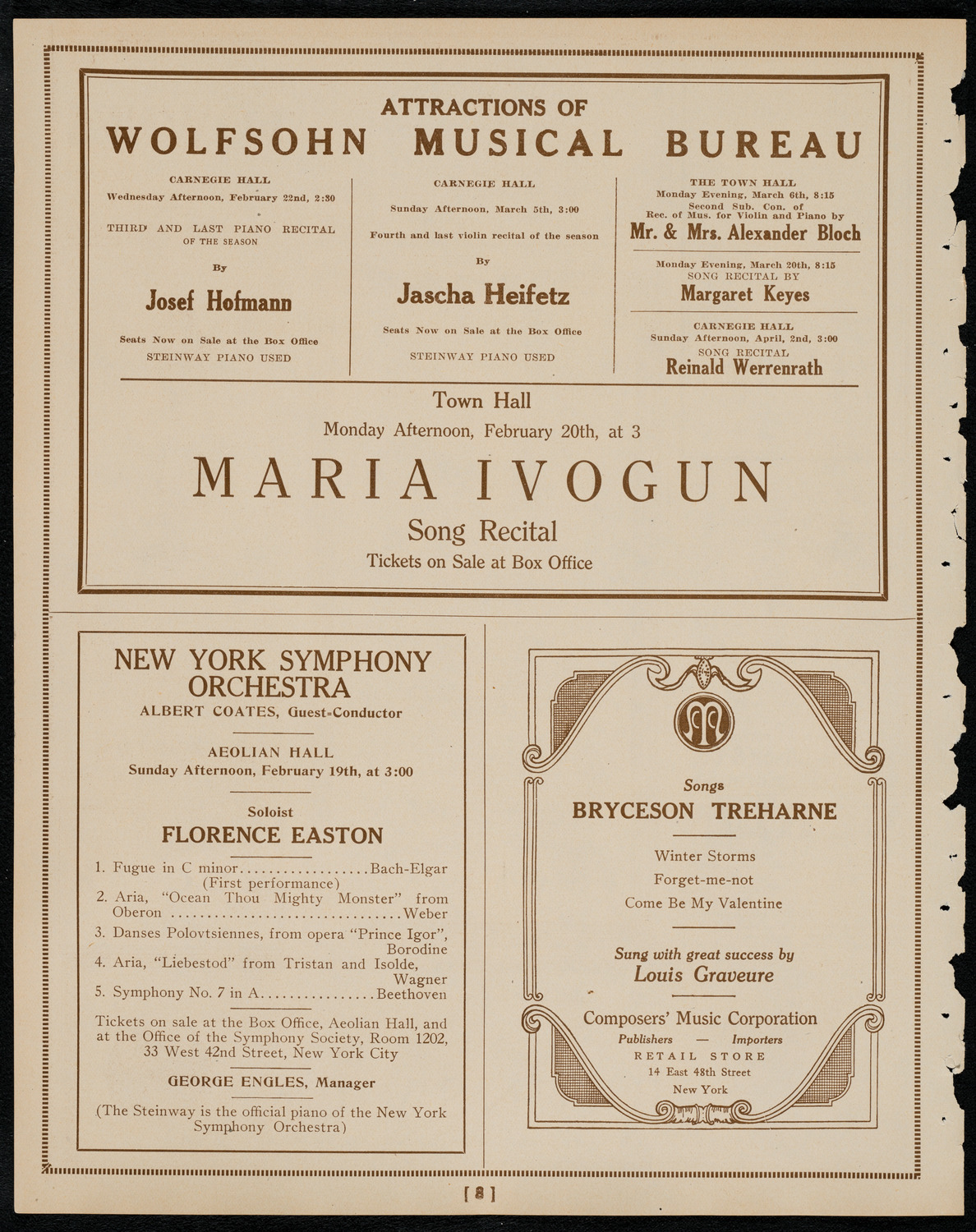Josef Borissoff, Violin, February 15, 1922, program page 8