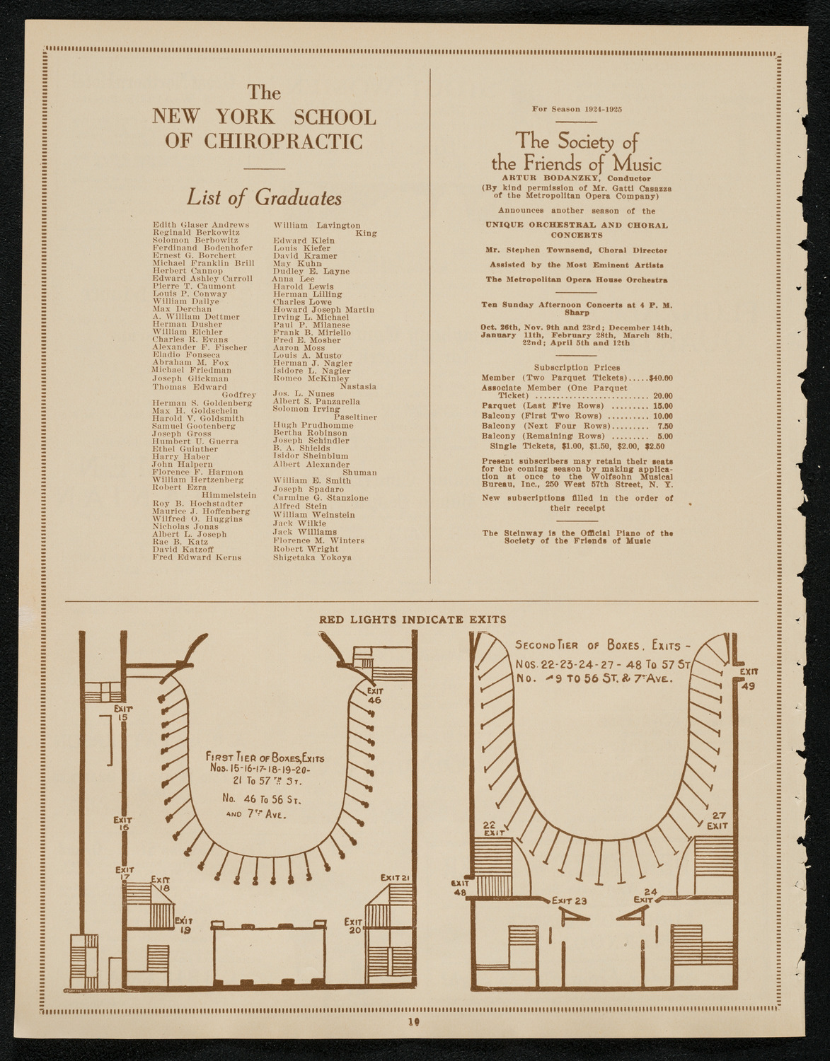 Graduation: New York School of Chiropractic, May 1, 1924, program page 10