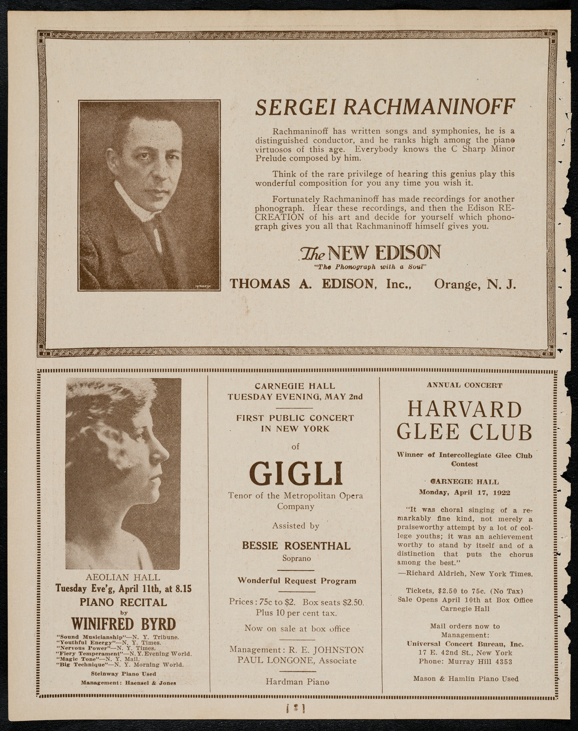 Claire Dux, Soprano, April 8, 1922, program page 2