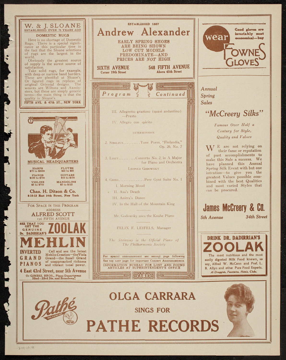 New York Philharmonic, March 14, 1920, program page 7
