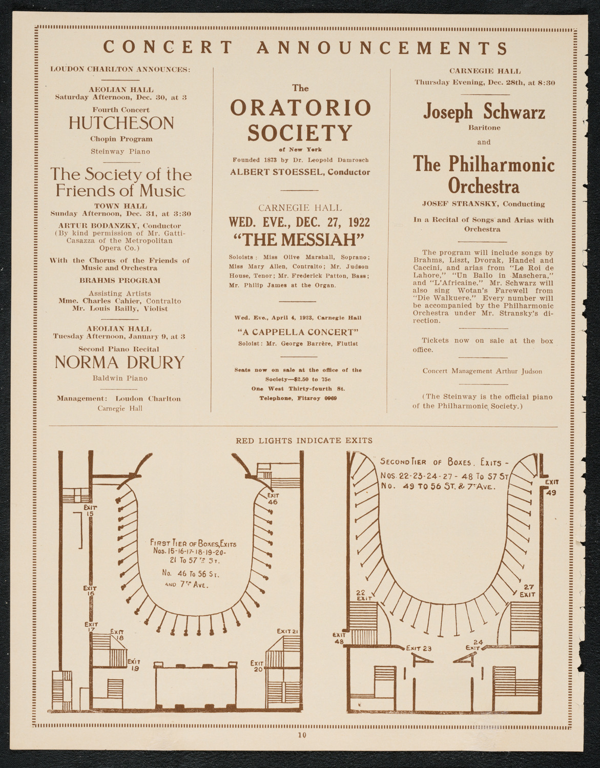 Schola Cantorum of New York, December 20, 1922, program page 10