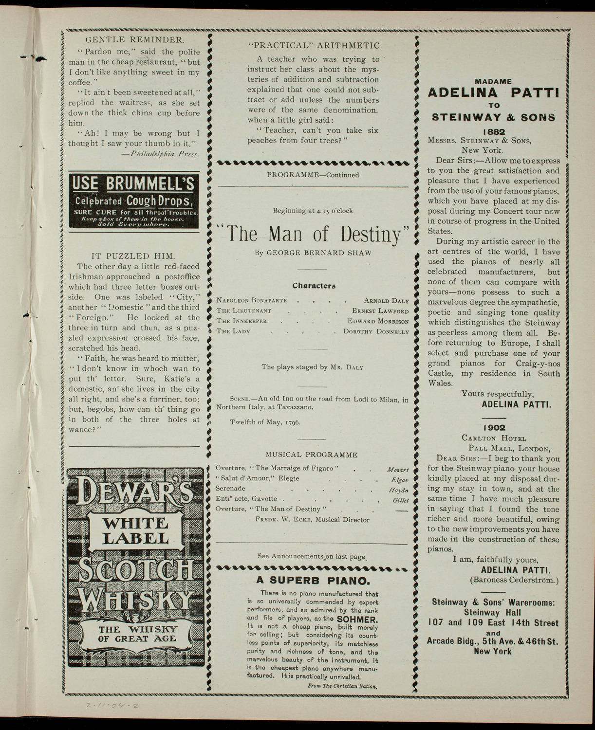 Amateur Comedy Club, February 11, 1904, program page 3