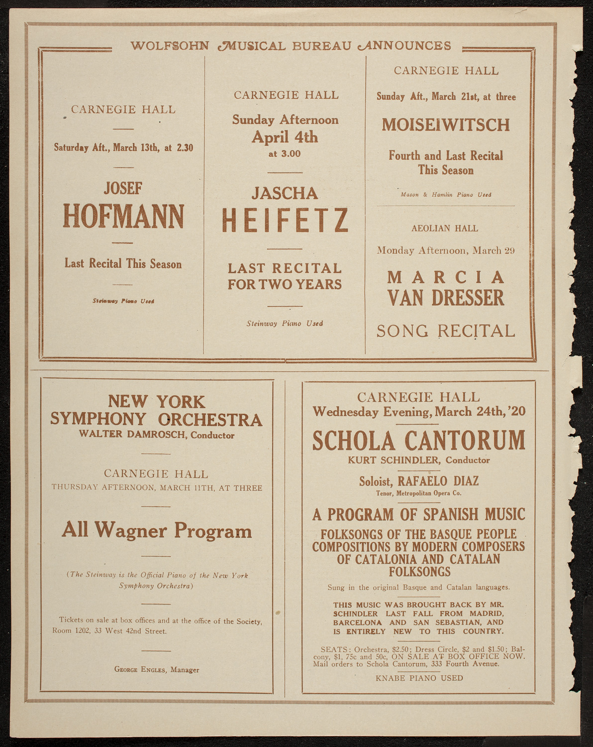Philadelphia Orchestra, March 9, 1920, program page 8