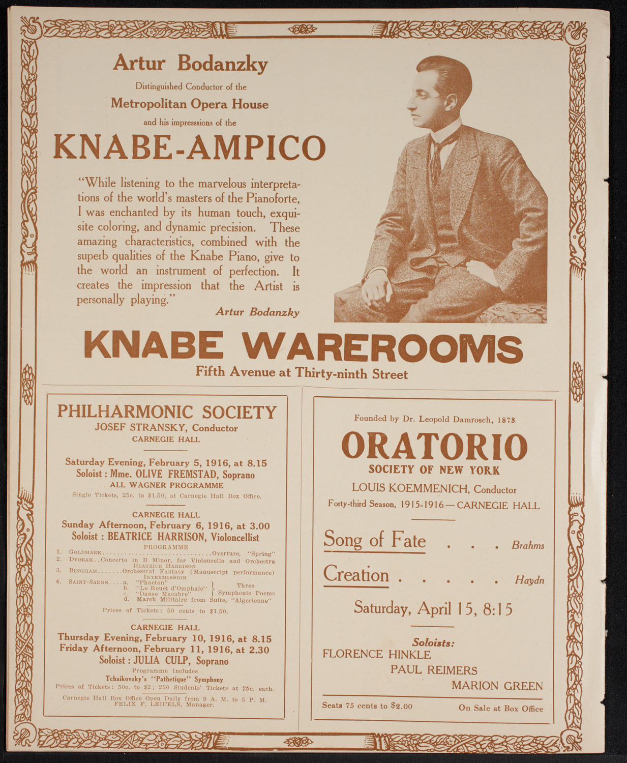 New York Philharmonic, February 4, 1916, program page 12