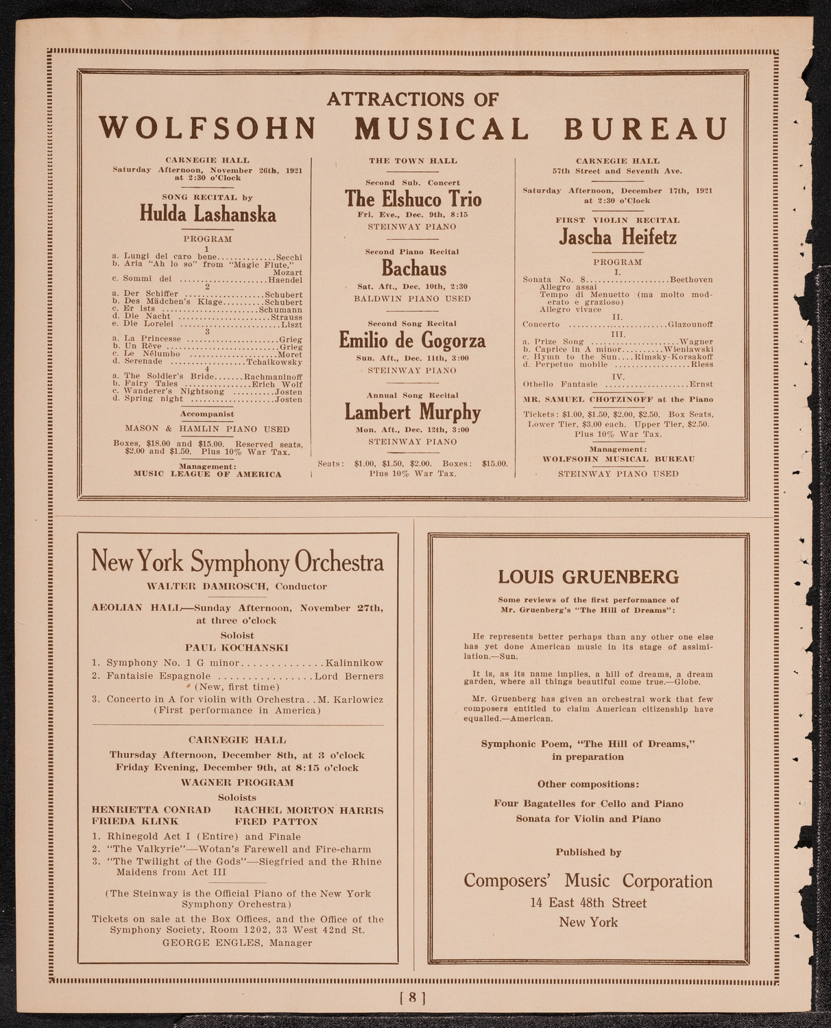 The Open Door—A Negro Pageant with Music, November 22, 1921, program page 8