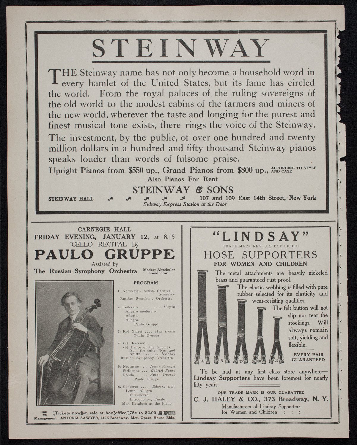 New York Philharmonic, January 4, 1912, program page 4