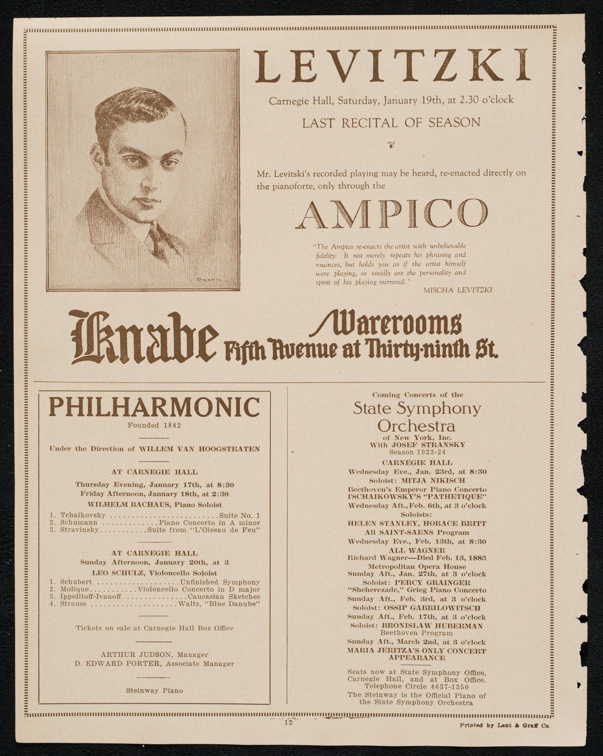 Sascha Culbertson, Violin, with Orchestra, January 16, 1924, program page 12