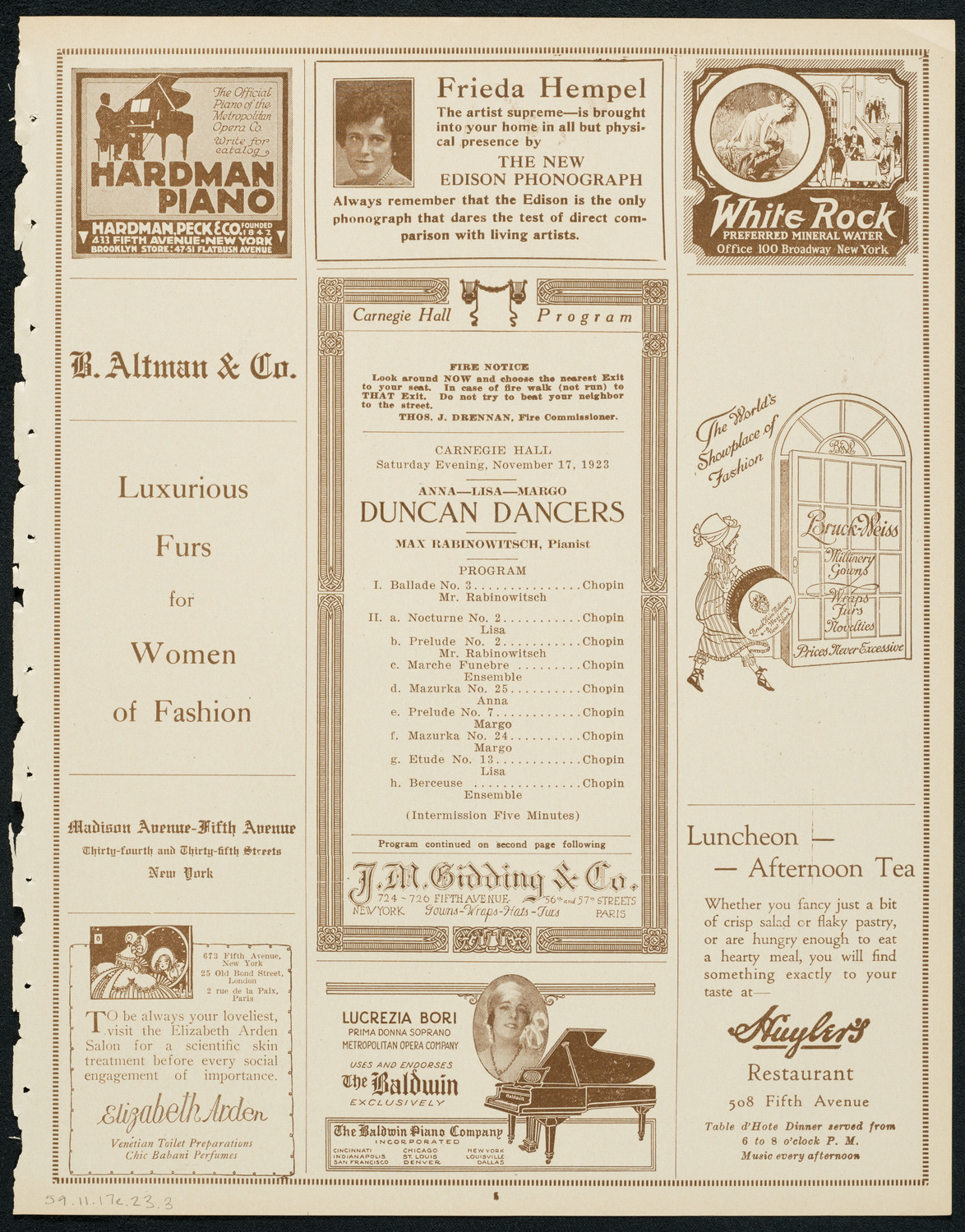 Duncan Dancers, November 17, 1923, program page 5