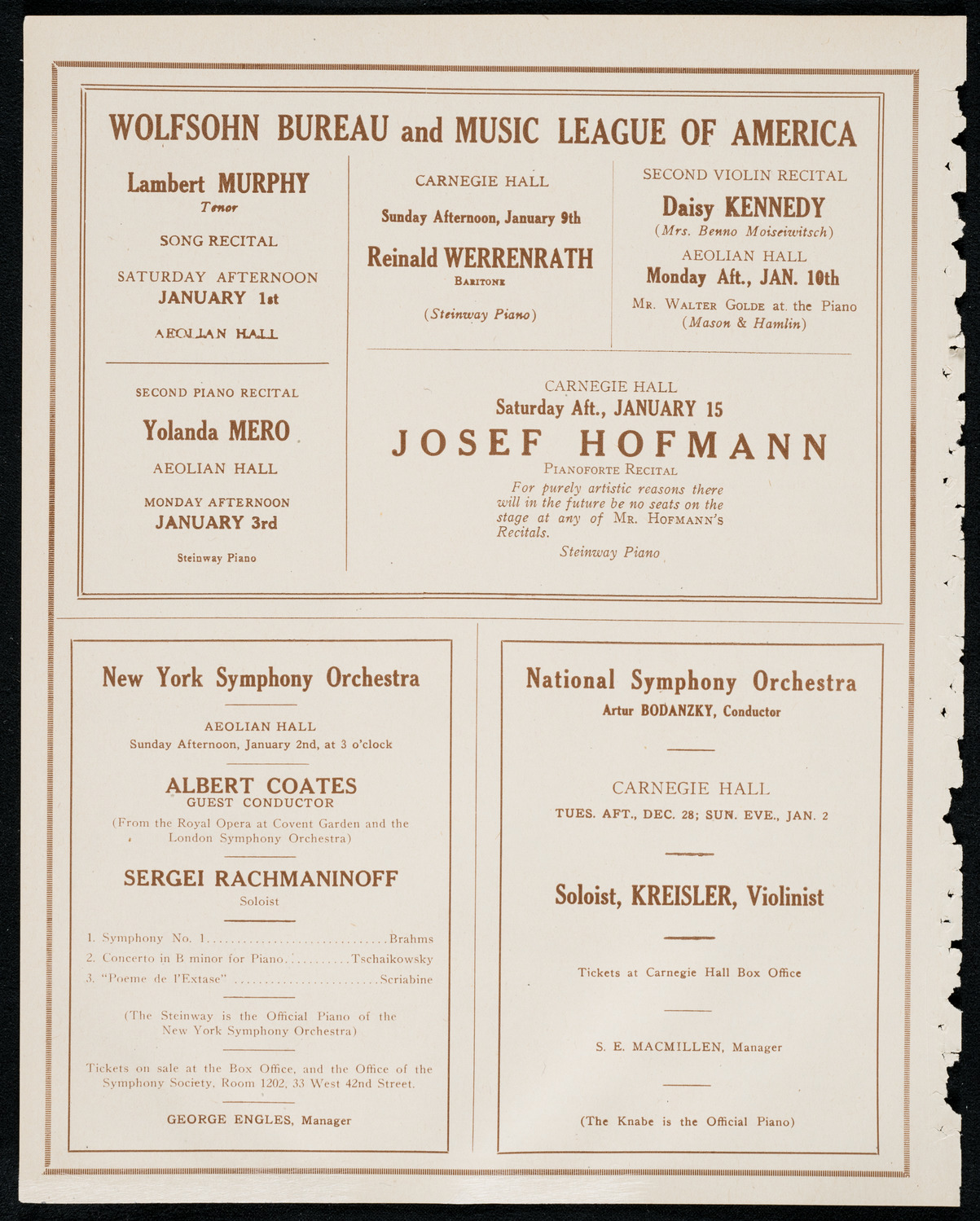 National Symphony Orchestra, December 26, 1920, program page 8