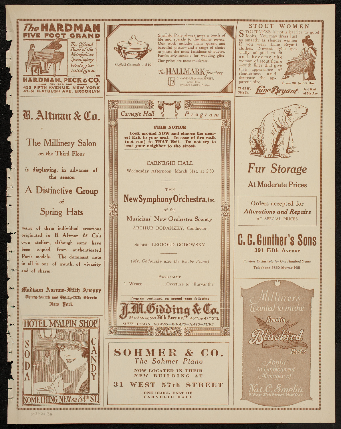 New Symphony Orchestra, March 31, 1920, program page 5