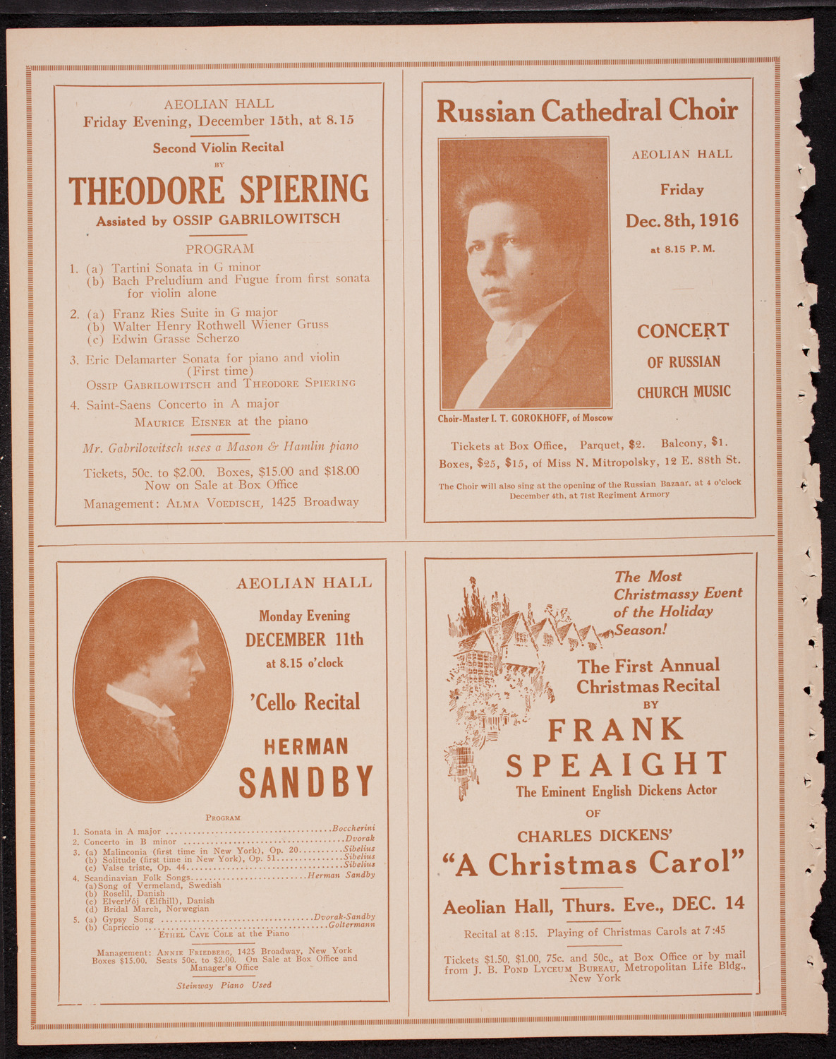 New York Philharmonic, December 8, 1916, program page 10