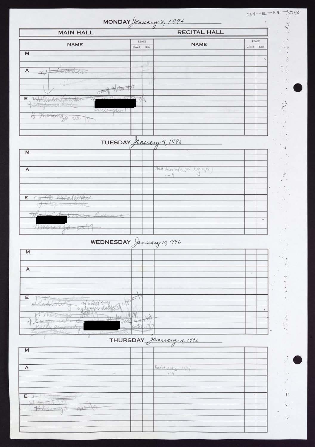 Carnegie Hall Booking Ledger, volume 41, page 40