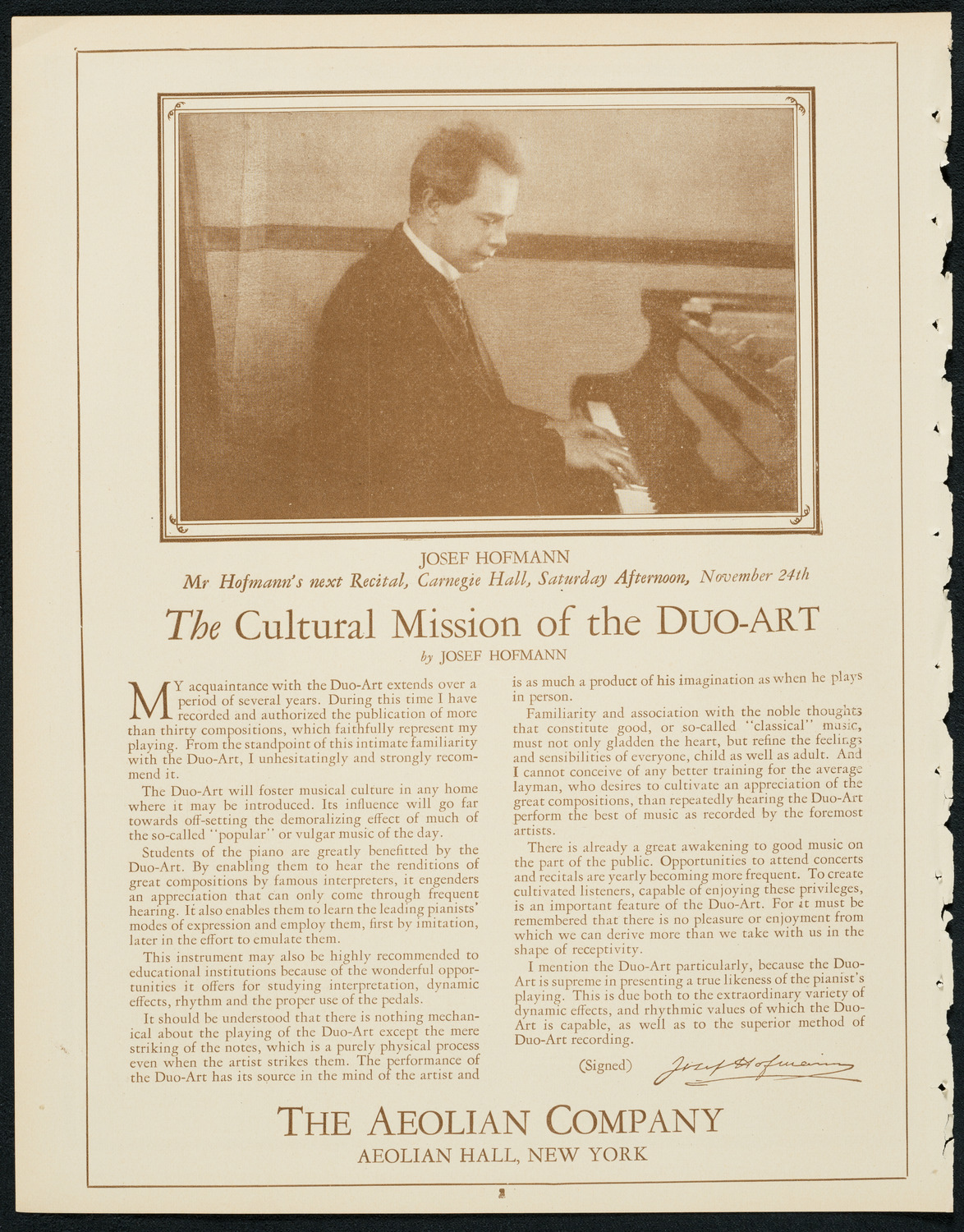 Sigrid Onégin, Contralto, November 17, 1923, program page 2