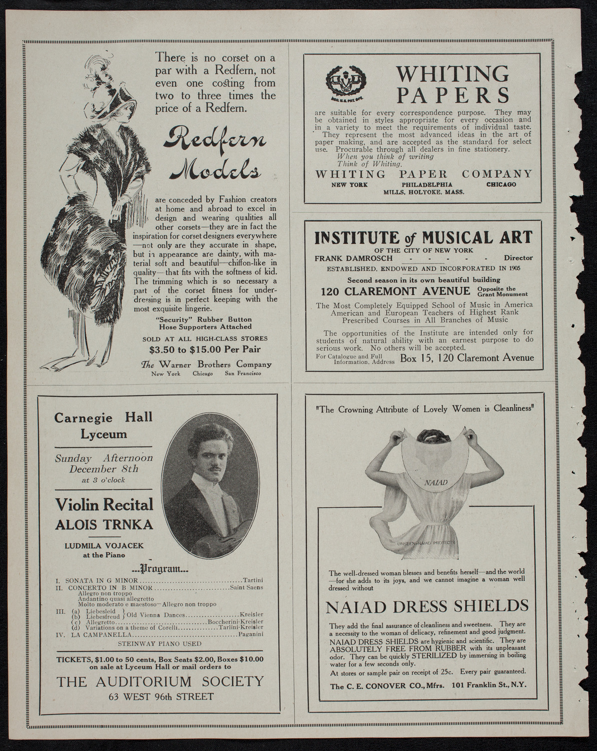 Mischa Elman, Violin, October 26, 1912, program page 2
