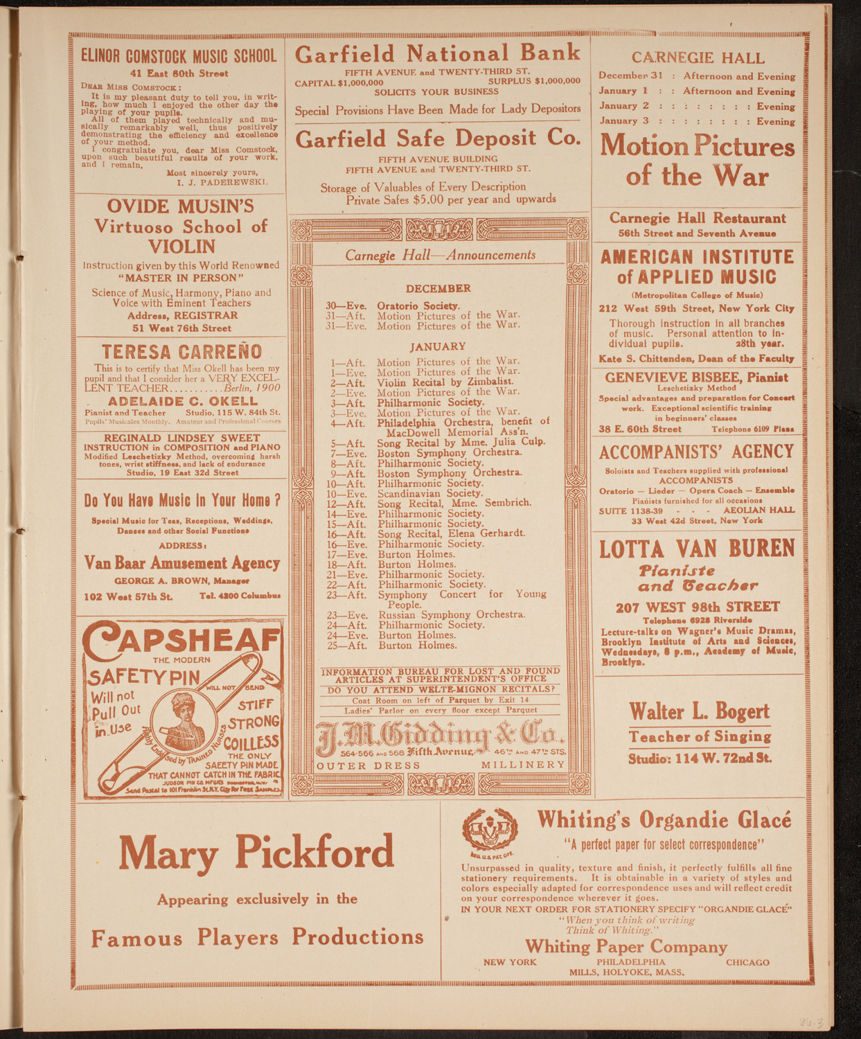 Fritz Kreisler, Violin, December 30, 1914, program page 7