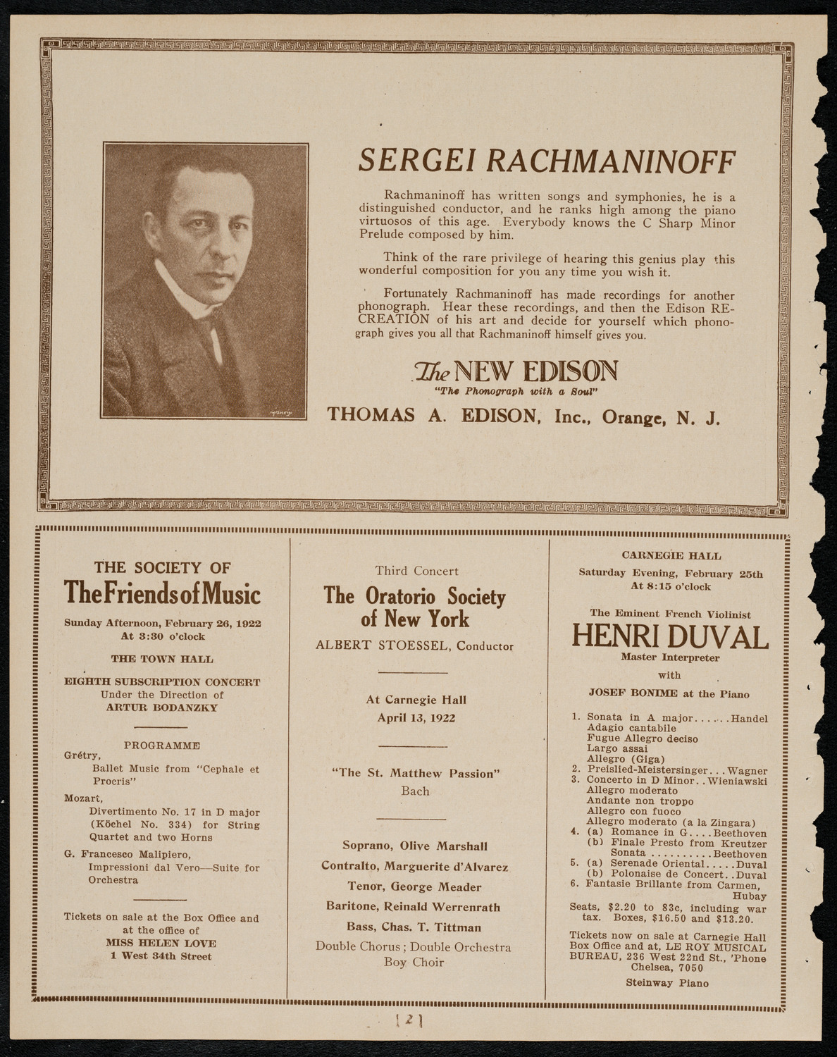 Marguerite White, Soprano, February 24, 1922, program page 2