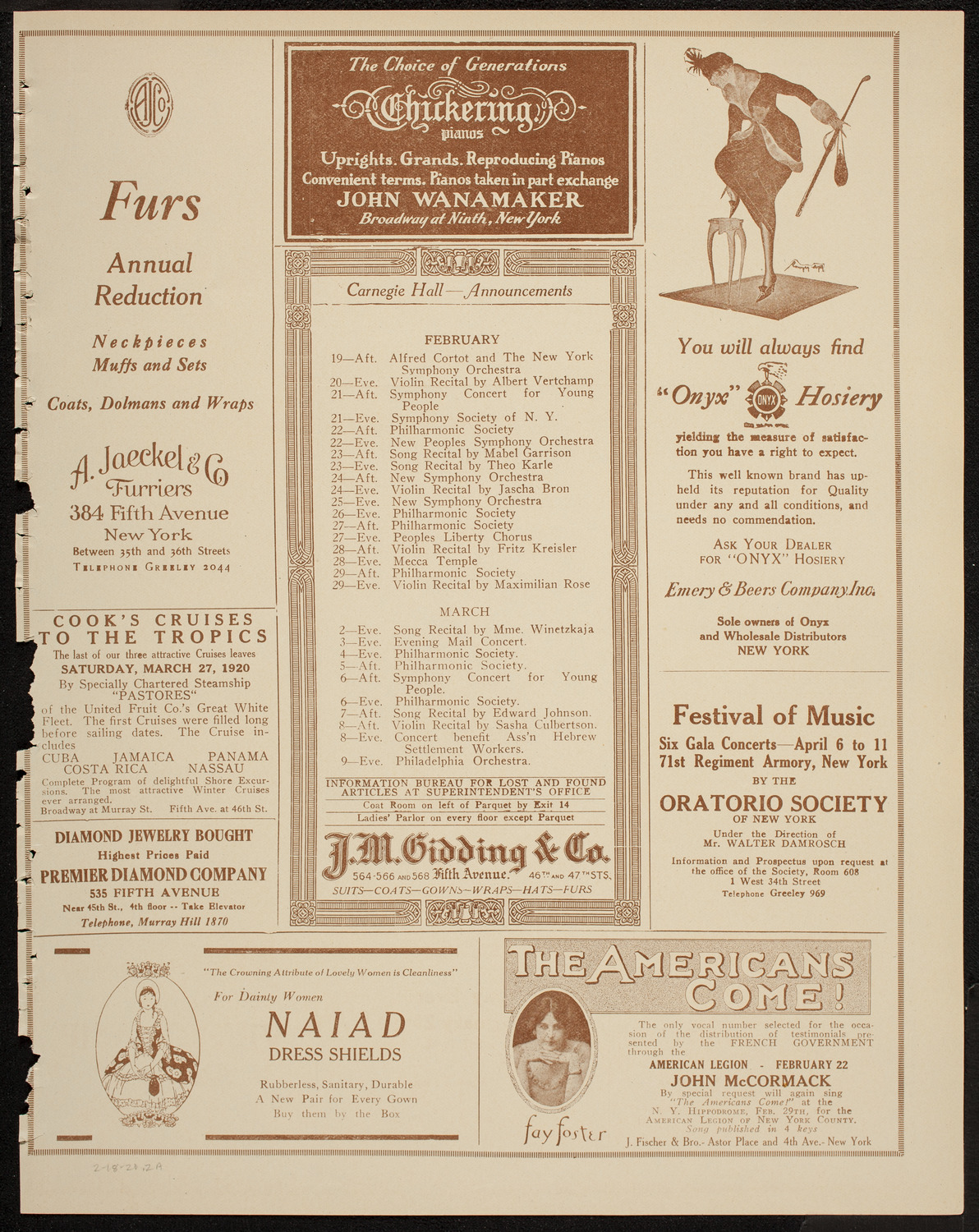 Josef Lhévinne, Piano, February 18, 1920, program page 3