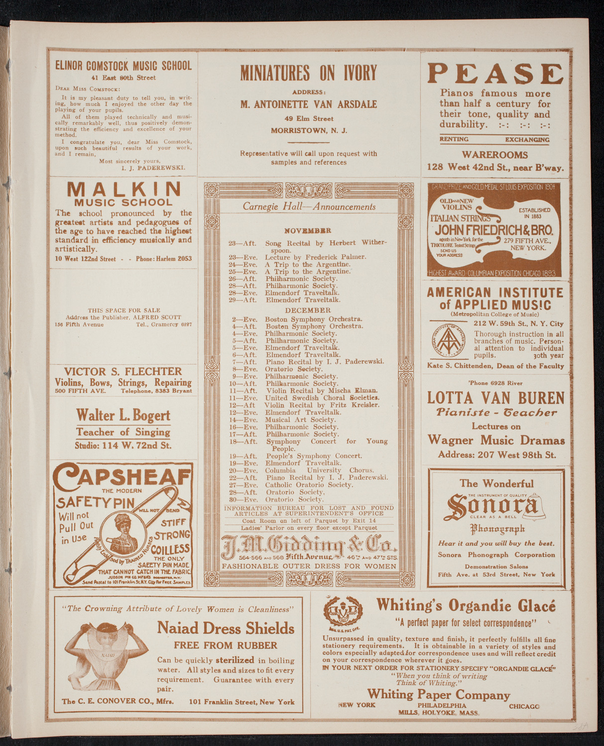 Elmendorf Lecture: Switzerland, November 22, 1915, program page 3