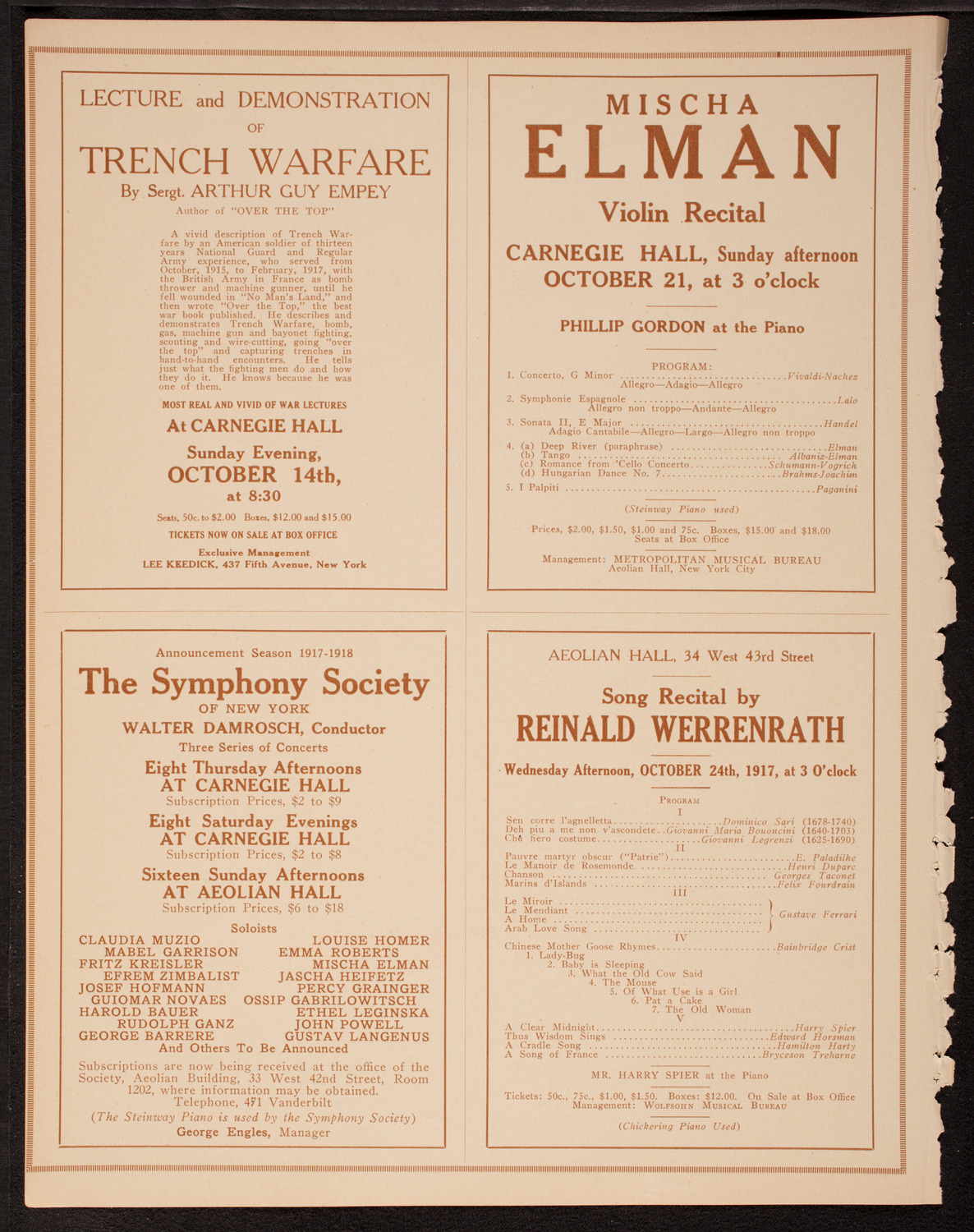 Anna Case, Soprano, October 14, 1917, program page 8