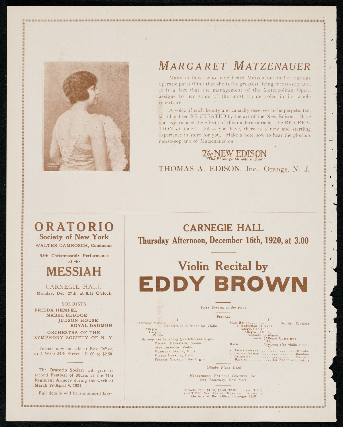 New York Philharmonic: Beethoven Festival, December 12, 1920, program page 2