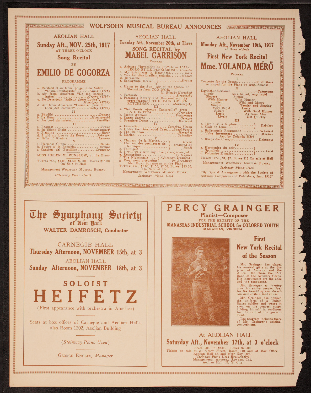 Frances Alda, Soprano, November 13, 1917, program page 8