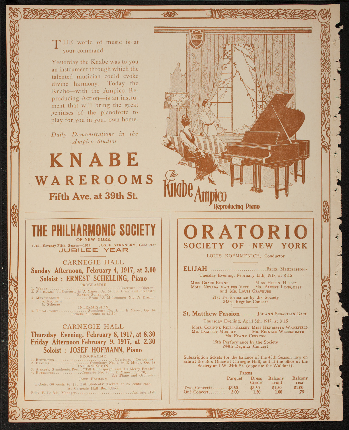 New York Philharmonic, February 2, 1917, program page 12