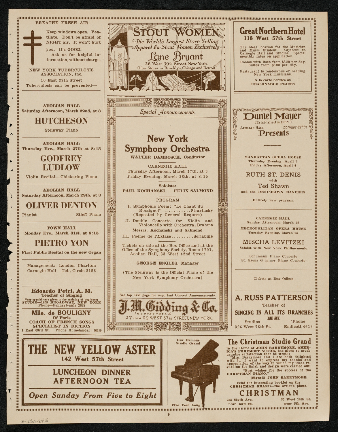 New York Philharmonic, March 23, 1924, program page 9